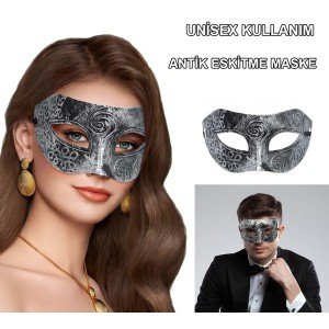 Silver Antique Face Mask - Antique Style Ball Mask