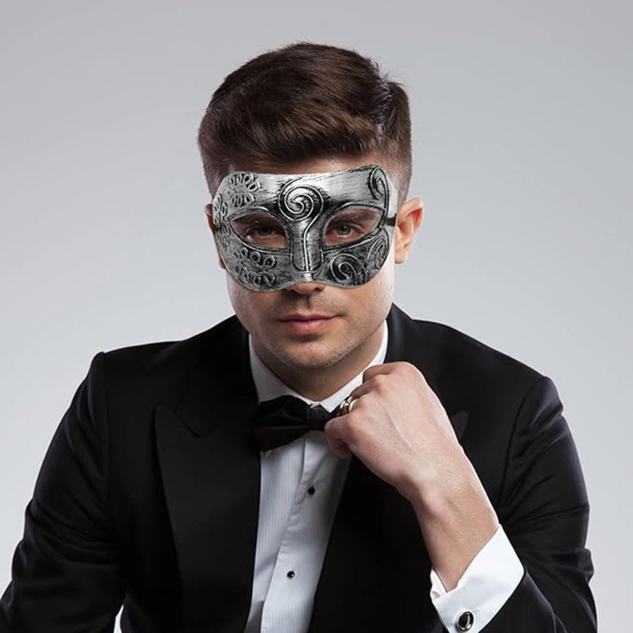 Silver Antique Face Mask - Antique Style Ball Mask