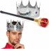 Silver King Crown Royal Crown 60 cm and King Scepter Set with Red Knob