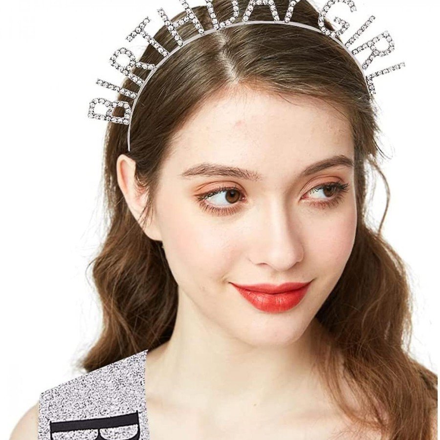 Silver Crystal Stone Birthday Girl Birthday Crown Imported Product A Quality 17x16 cm