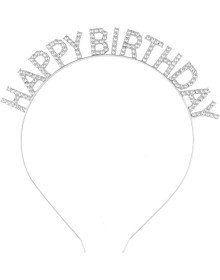 Silver Crystal Stone Happy Birthday Birthday Crown Imported Product A Quality 17x16 cm