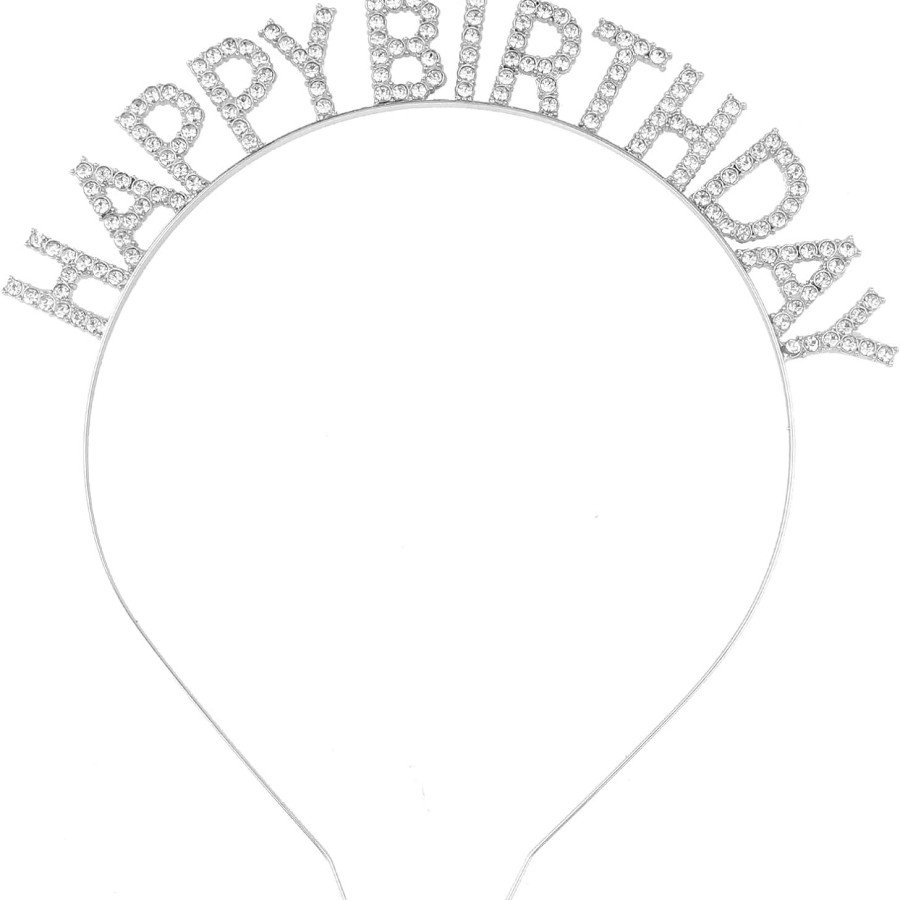 Silver Crystal Stone Happy Birthday Birthday Crown Imported Product A Quality 17x16 cm