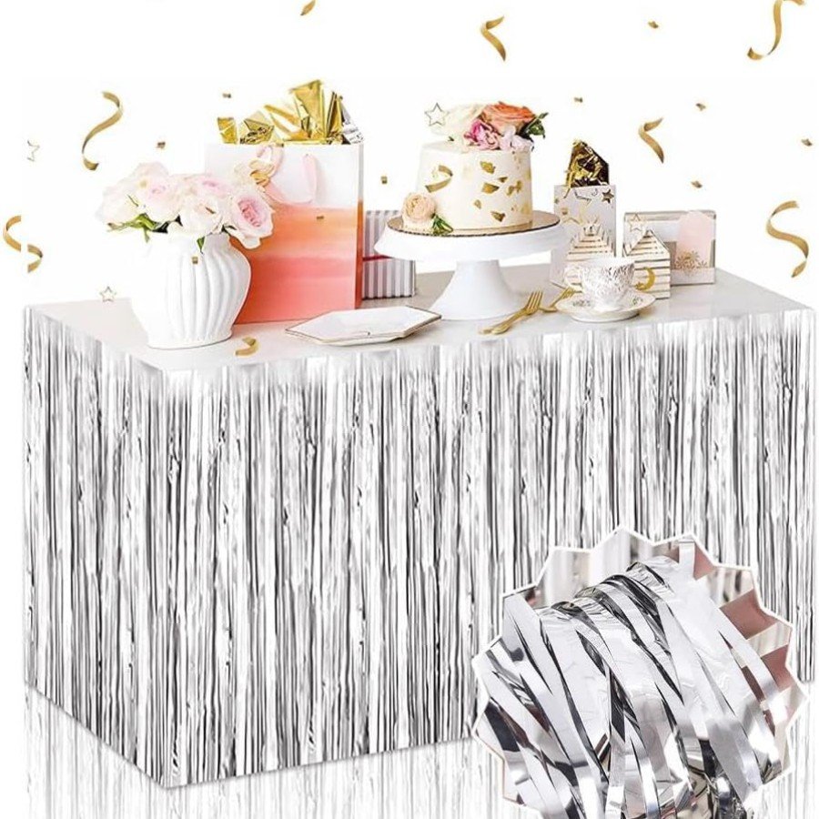 Silver Metalized Table Skirt 275x75 cm – Self Adhesive Silver Metalized Table Skirt 275x75 cm – Self Adhesive