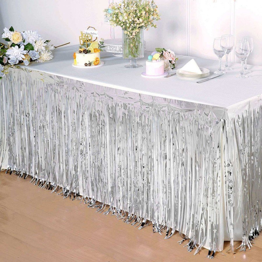 Silver Metalized Table Skirt 275x75 cm – Self Adhesive Silver Metalized Table Skirt 275x75 cm – Self Adhesive
