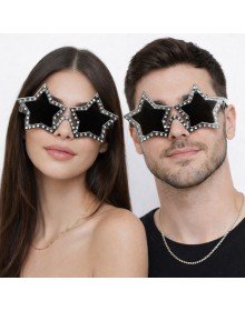 Silver Color Disco Star Retro Party Glasses 16X7 cm