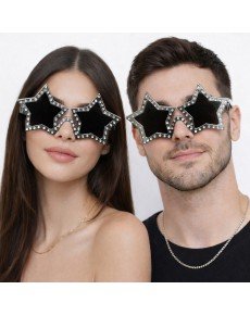 Silver Color Disco Star Retro Party Glasses 16X7 cm