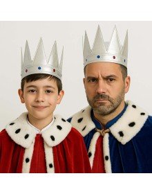 Silver Color Eva Soft King Royal Crown Compatible with Adults and Children 55 cm