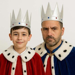 Silver Color Eva Soft King Royal Crown Compatible with Adults and Children 55 cm