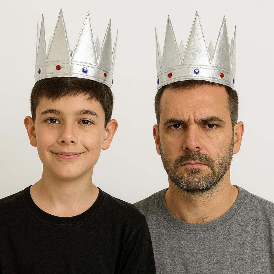 Silver Color Eva Soft King Royal Crown Compatible with Adults and Children 55 cm Silver Color Eva Soft King Royal Crown Compatible with Adults and Children 55 cm