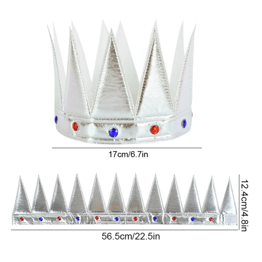 Silver Color Eva Soft King Royal Crown Compatible with Adults and Children 55 cm Silver Color Eva Soft King Royal Crown Compatible with Adults and Children 55 cm