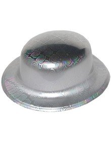 Silver Color Hologram Plastic Round Bowler 27x24 cm
