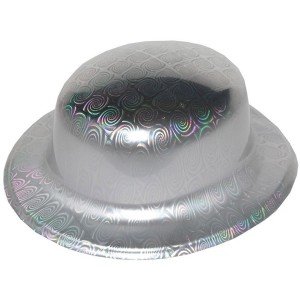 Silver Color Hologram Plastic Round Bowler 27x24 cm