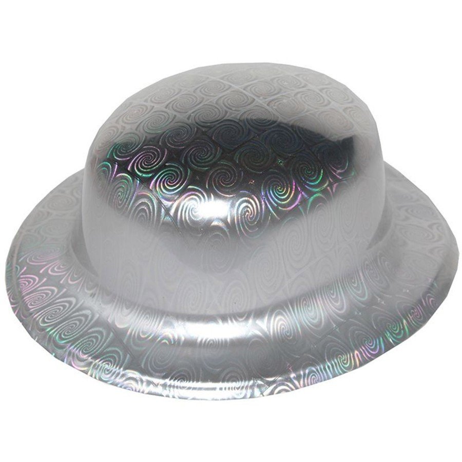 Silver Color Hologram Plastic Round Bowler 27x24 cm