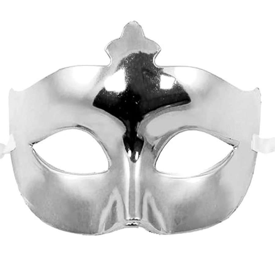 Silver Color Costume Party Extra Shiny Prom Mask 15x10 cm
