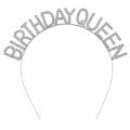 Silver Color Crystal Stone Shiny Birthday Queen Written Queen Crown 16x17 cm