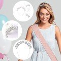 Silver Color Crystal Stone Shiny Birthday Queen Written Queen Crown 16x17 cm