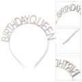 Silver Color Crystal Stone Shiny Birthday Queen Written Queen Crown 16x17 cm