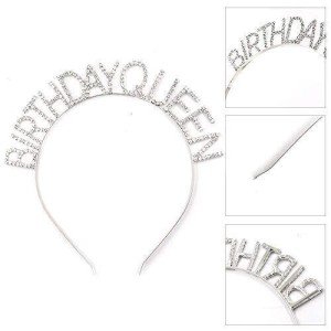 Silver Color Crystal Stone Shiny Birthday Queen Written Queen Crown 16x17 cm Silver Color Crystal Stone Shiny Birthday Queen Written Queen Crown 16x17 cm