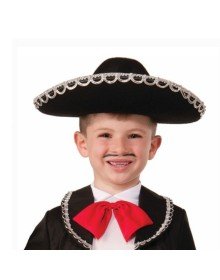 Silver Color Striped Mexican Mariachi Latin Hat 55 cm Kids