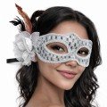 Silver Color Feathered Prom Mask Women s Party Accessory Silver Color Feathered Prom Mask Women s Party Accessory