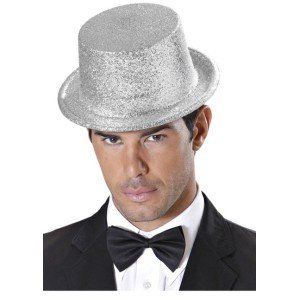 Silver Color Long Plastic Glitter Party Hat