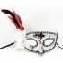 Silver Color Side Feather Rose and Silver Stone Sequin Mask 20x22 cm