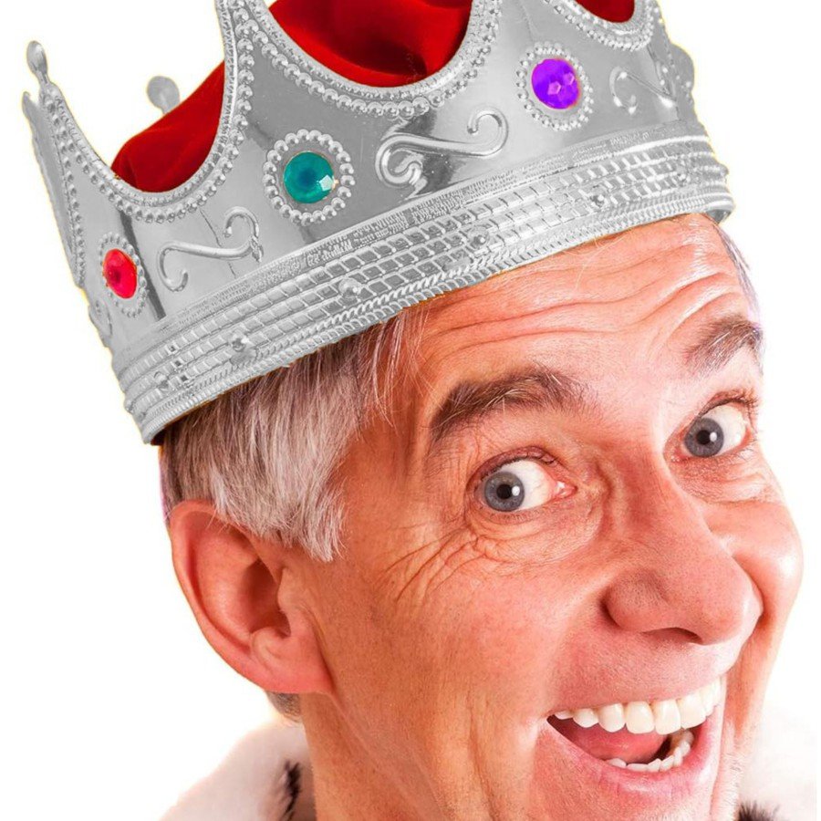 Silver Color Adult Child Compatible King Crown Royal Crown 60 cm Silver Color Adult Child Compatible King Crown Royal Crown 60 cm