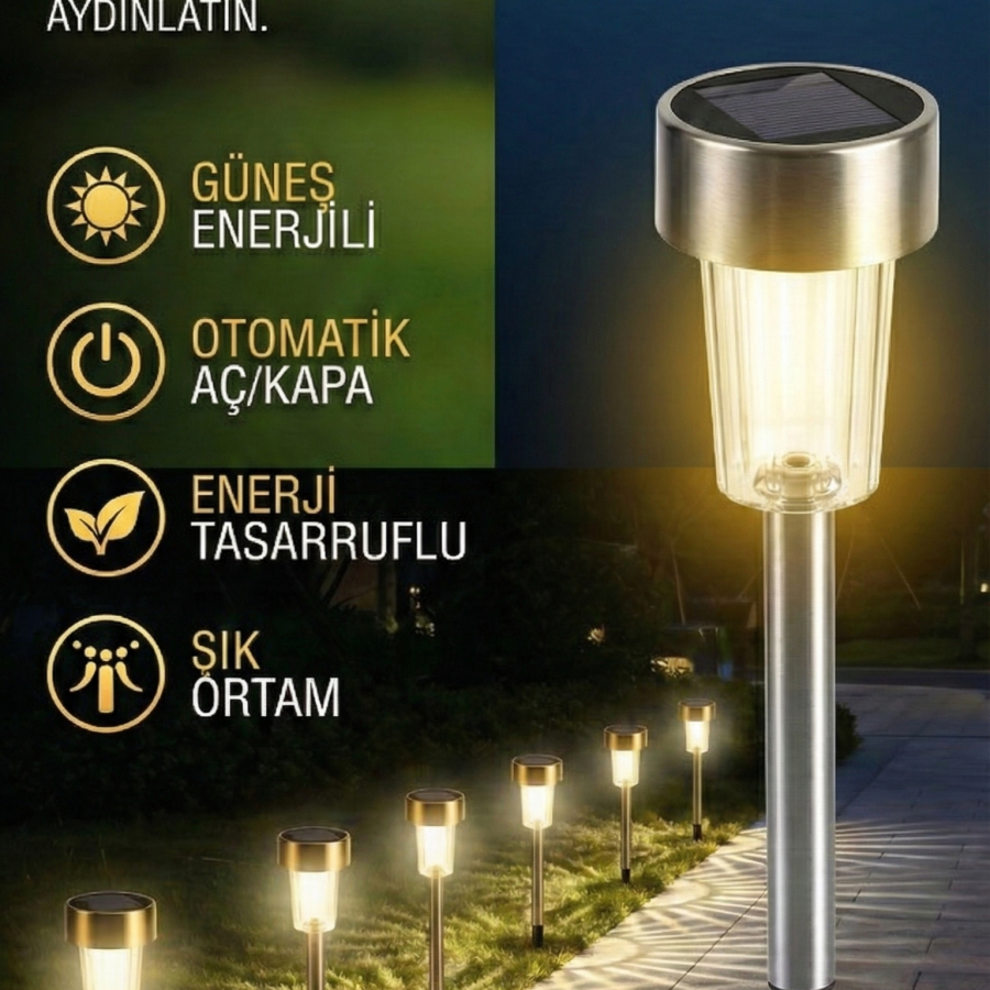 Güneş Enerjili Bahçe Lambası Plastik Saplama 10lu Set Güneş Enerjili Bahçe Lambası Plastik Saplama 10lu Set