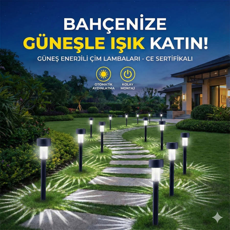 Güneş Enerjili Bahçe Lambası Plastik Saplama 10lu Set Güneş Enerjili Bahçe Lambası Plastik Saplama 10lu Set