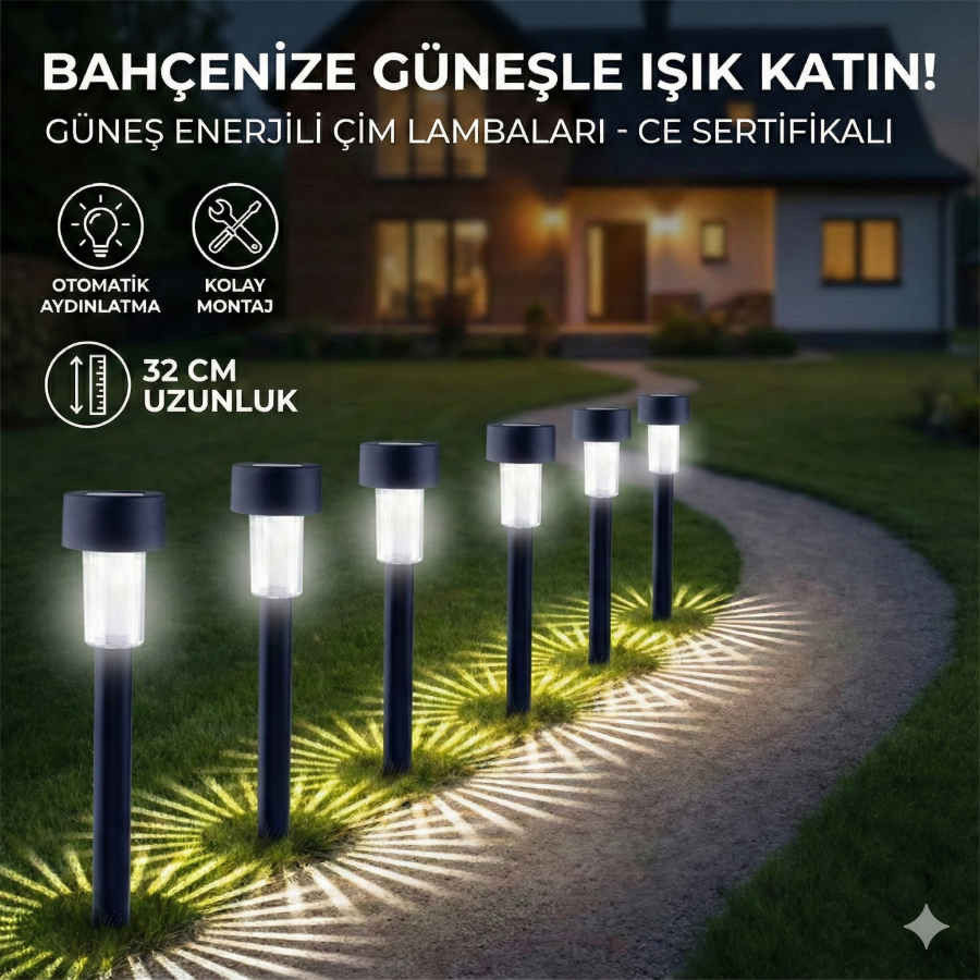 Güneş Enerjili Bahçe Lambası Plastik Saplama 10lu Set Güneş Enerjili Bahçe Lambası Plastik Saplama 10lu Set