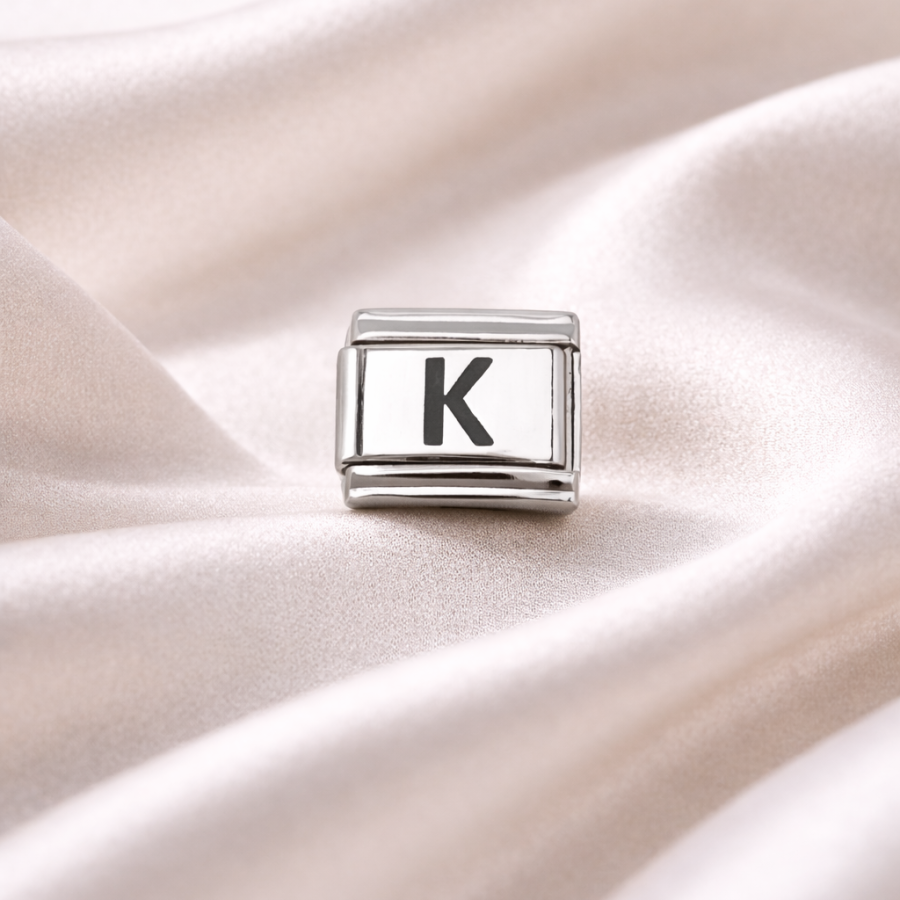 Nomination Compatible Letter K Charm | Steel Bracelet Accessory | Personalized Letter Module | Minimal & Stylish Design