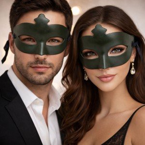 Khaki Green Mysterious Masquerade Mask
