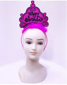 Happy Birthday Neon Fuchsia Color Birthday Crown 24x15 cm