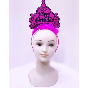 Happy Birthday Neon Fuchsia Color Birthday Crown 24x15 cm