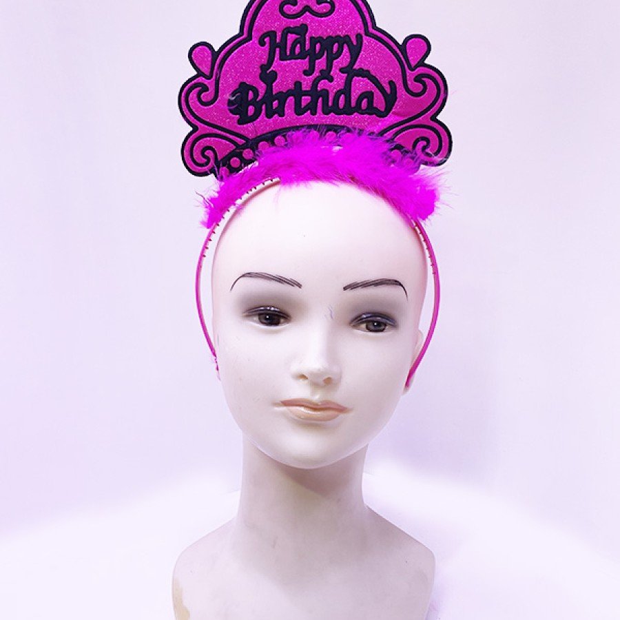 Happy Birthday Neon Fuchsia Color Birthday Crown 24x15 cm