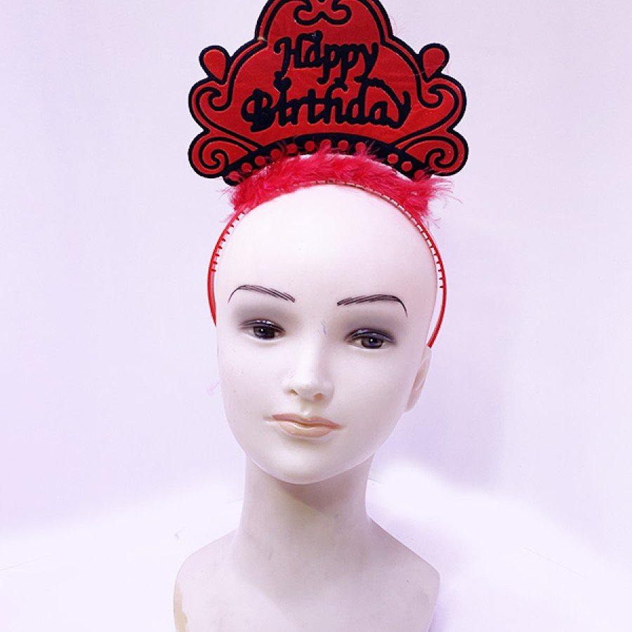 Happy Birthday Neon Red Color Birthday Crown 24x15 cm