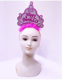Happy Birthday Neon Pink Color Birthday Crown 24x15 cm
