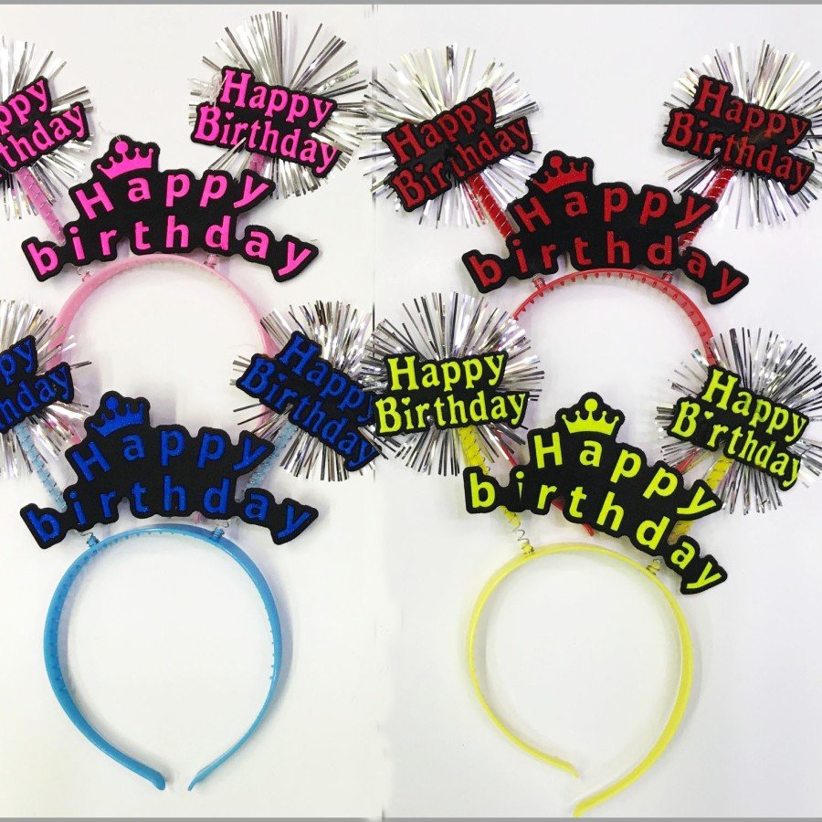 Happy Birthday Neon Color Birthday Crown 12 Pieces