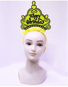 Happy Birthday Neon Yellow Color Birthday Crown 24x15 cm