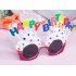 White Fuchsia Color Party Glasses with Happy Birthday Written 12x7 cm