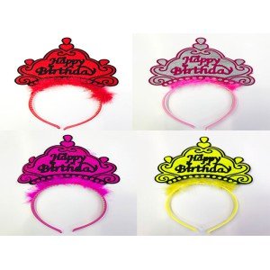 Neon Color Crown with Happy Birthday Written 12 Pieces