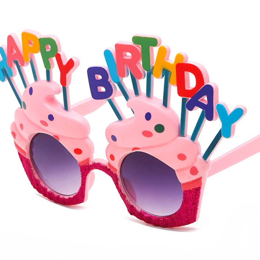 Pink Fuchsia Color Party Glasses with Happy Birthday Written 12x7 cm