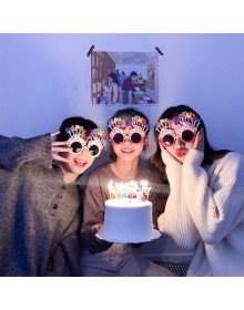 Pink Fuchsia Color Party Glasses with Happy Birthday Written 12x7 cm