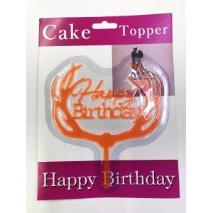 Cake Stick with Orange Branches with Happy Birthday Written Cake Stick with Orange Branches with Happy Birthday Written