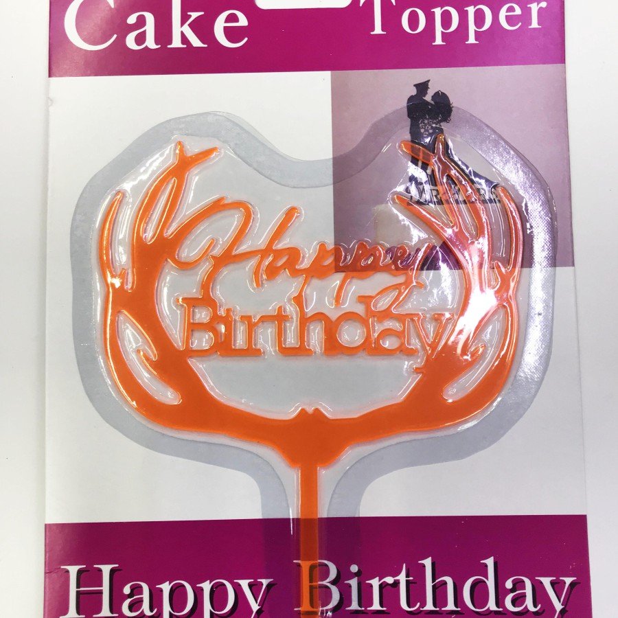 Cake Stick with Orange Branches with Happy Birthday Written Cake Stick with Orange Branches with Happy Birthday Written