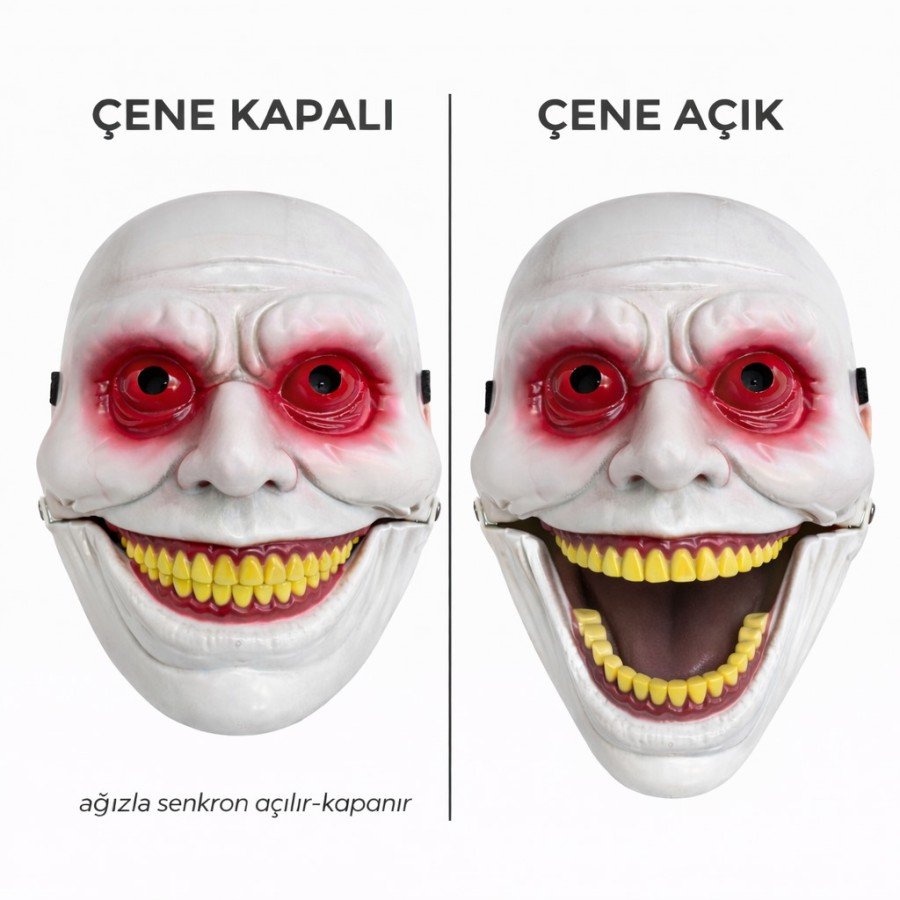 Horror Mask with Movable Jaw Mechanism Red