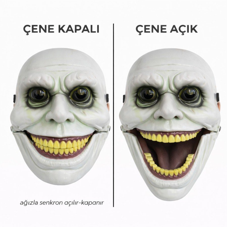 Horror Mask with Movable Jaw Mechanism Green