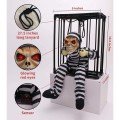 Prisoner Looking Skull Skeleton Decoration with Animated Sound Sensor 22x27 cm