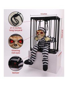 Prisoner Looking Skull Skeleton Decoration with Animated Sound Sensor 22x27 cm