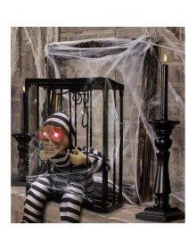 Prisoner Looking Skull Skeleton Decoration with Animated Sound Sensor 22x27 cm